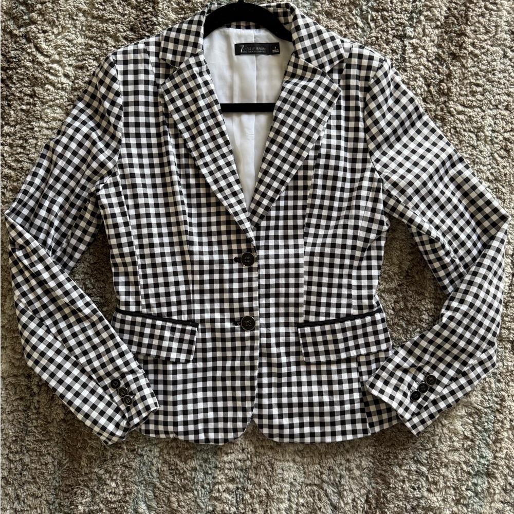New York & Company Black and White Checkered Blazer